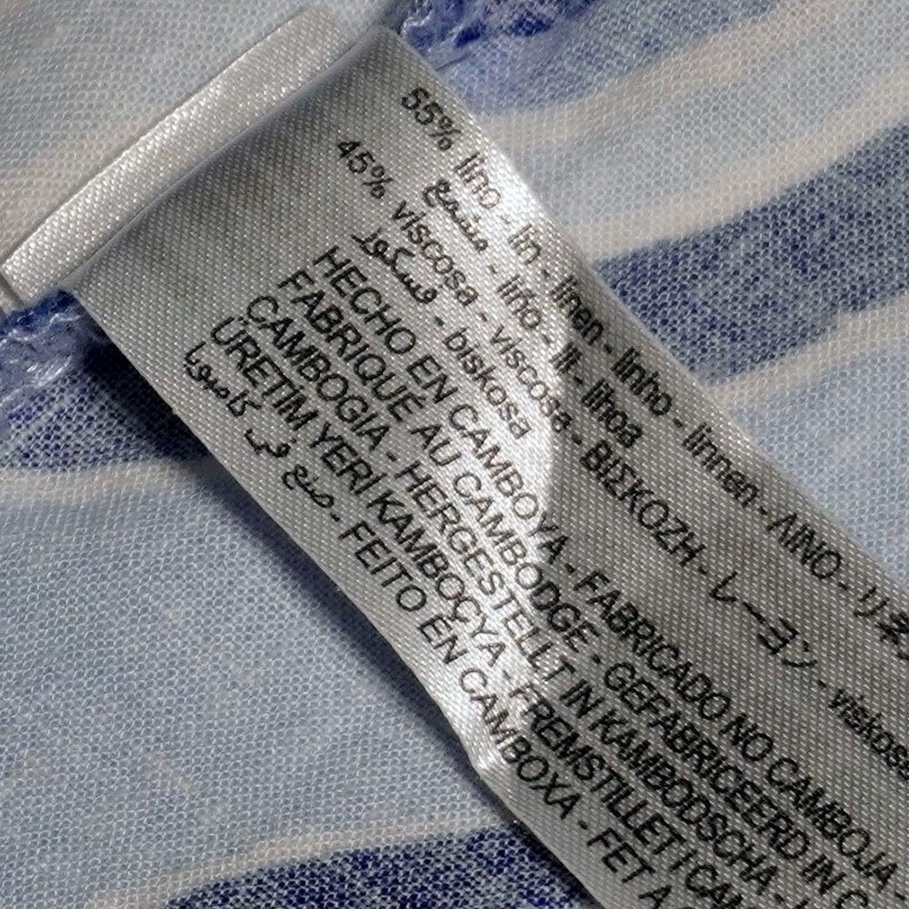 Zara Coastal Blue Abstract Swirl Linen‎ Blend Blouse Plus Size 1X XL Old Money - Picture 7 of 8